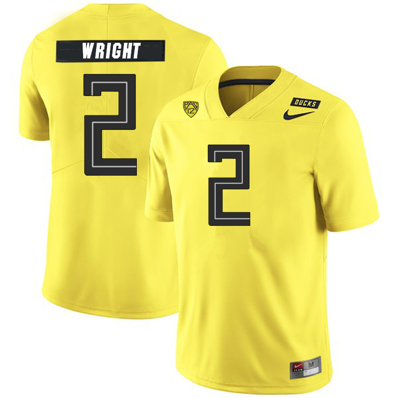2019 Men #2 Mykael Wright Oregon Ducks College Football Jerseys Sale-Yellow